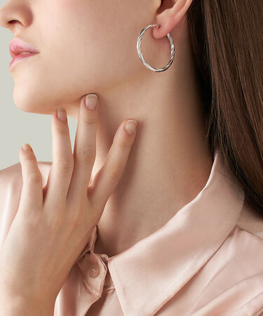 Orecchini A Cerchio Silver Collection Argento Rodiato