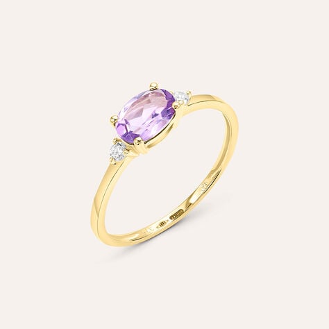 Anello Solitario Amélie Oro Giallo Ametista Cubic Zirconia - Anelli con Pietre Donna | Stroili