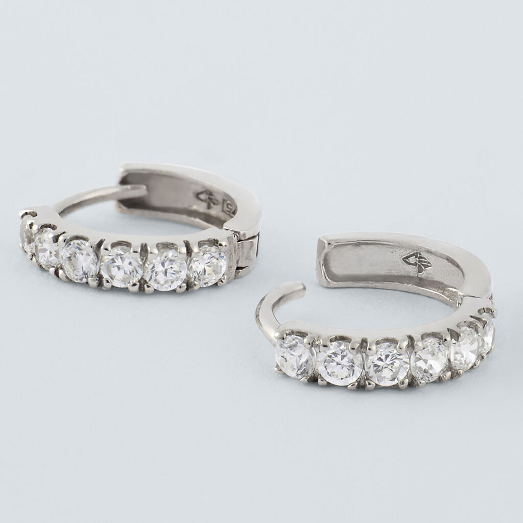 Orecchini A Cerchio Toujours Oro Bianco Cubic Zirconia - Orecchini a Cerchio Donna | Stroili