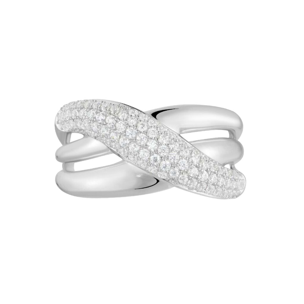 Anello Fascia Claire Oro Bianco Cubic Zirconia - Anelli a Fascia Larga Donna | Stroili