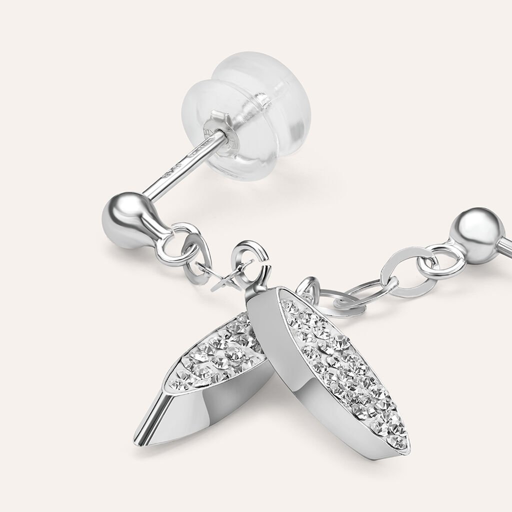Orecchini Pendenti Christelle Oro Bianco Cristallo - Orecchini Pendenti Donna | Stroili