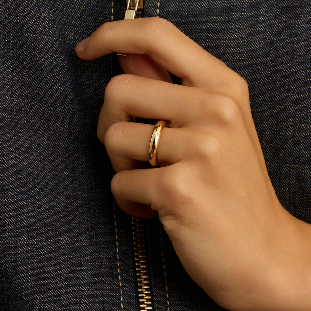 Fede Classica Leggera 4 mm Oro Giallo Diamante