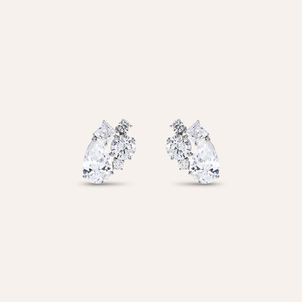 Orecchini Lobo Silver Elegance Argento Rodiato Cubic Zirconia