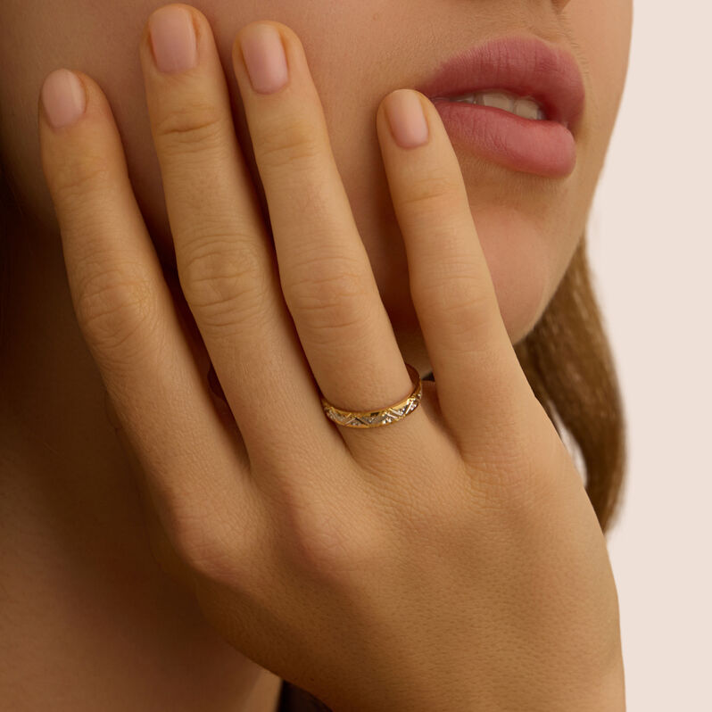 Fede Classica Diamantata 3 mm Oro Bicolore - Anelli con Incisione Donna | Stroili