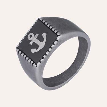 Anello Chevalier Man Code Acciaio Bicolore Bianco / Nero
