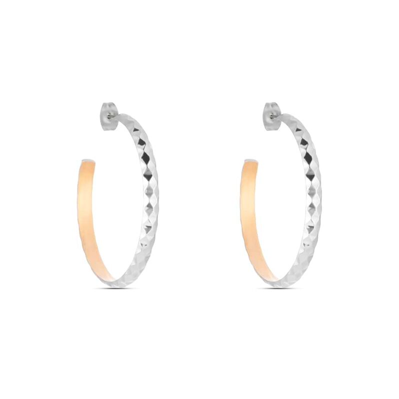 Orecchini a cerchio Lady Code Acciaio Bicolore Diamantato - Orecchini a Cerchio Donna | Stroili