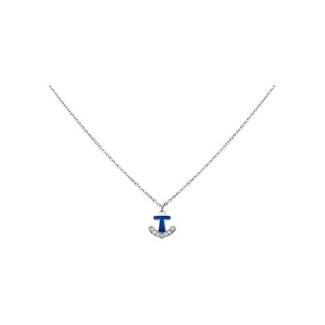 Girocollo con ciondolo ancora blu in acciaio e strass - Collane Donna | Stroili
