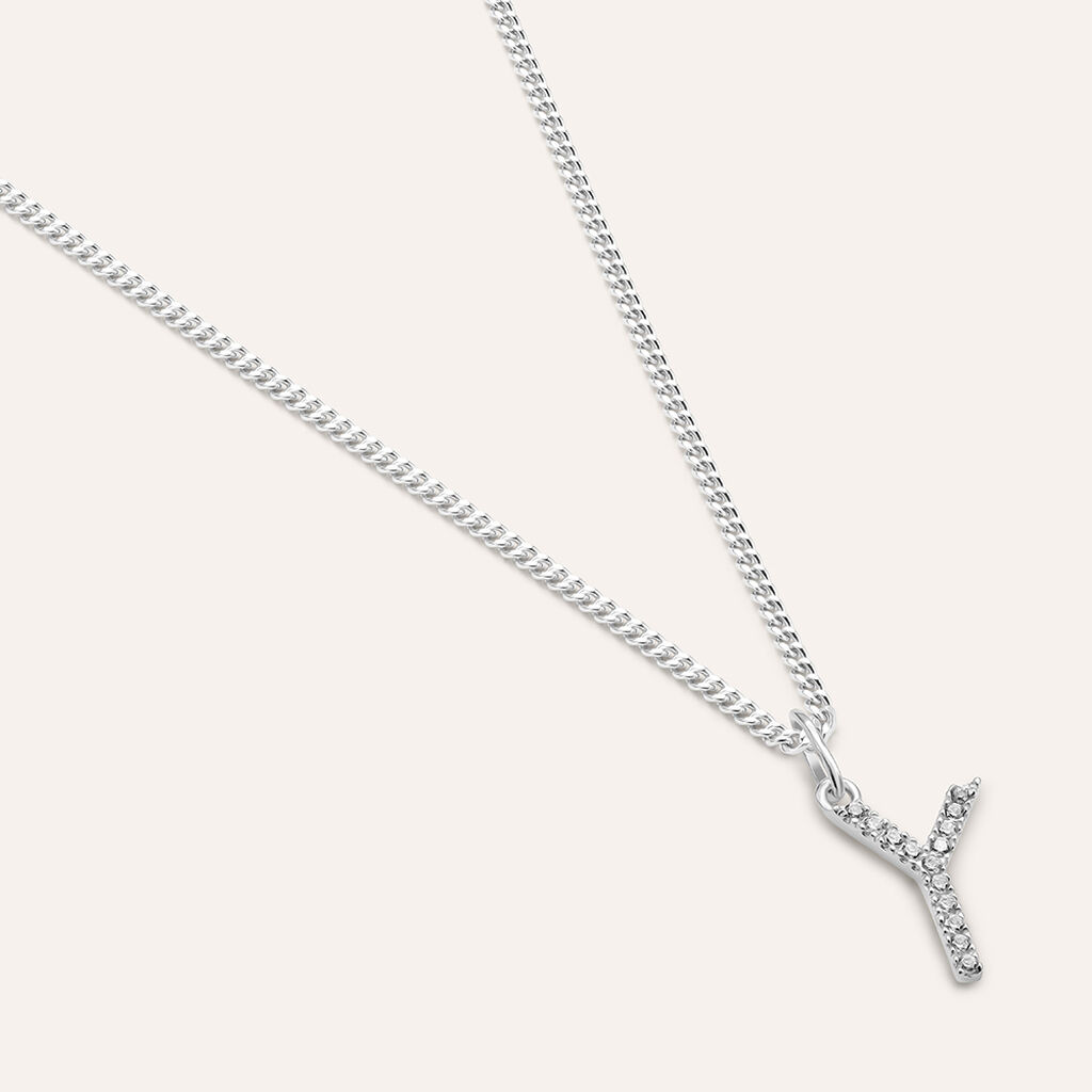 Pendente Po&egrave;me Oro Bianco Cubic Zirconia