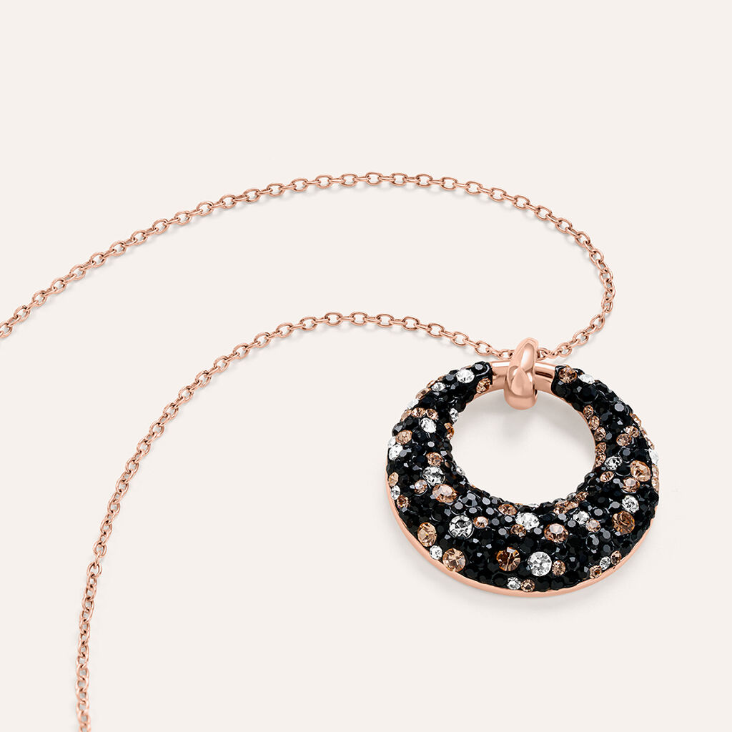 Collana Aura Acciaio Rosa Cristallo