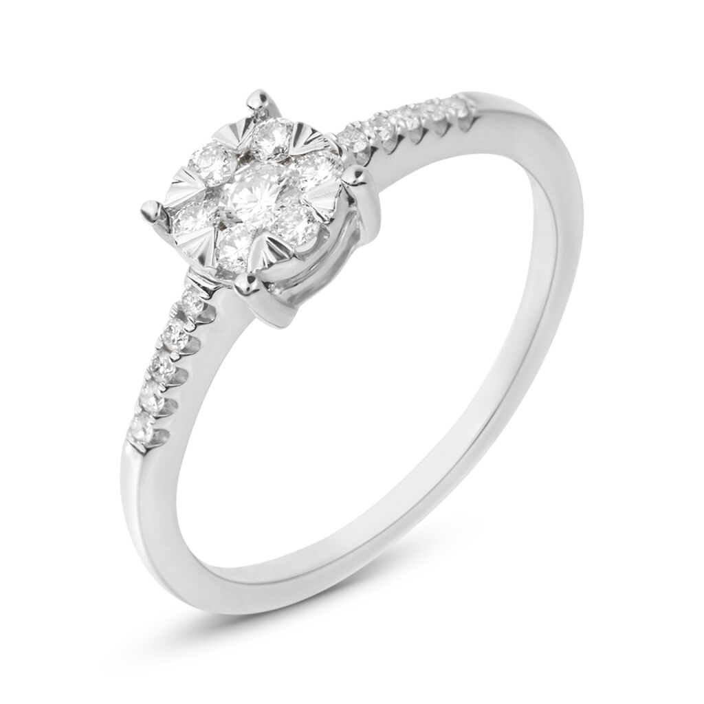 Anello Fantasia Petali Oro Bianco E Diamanti