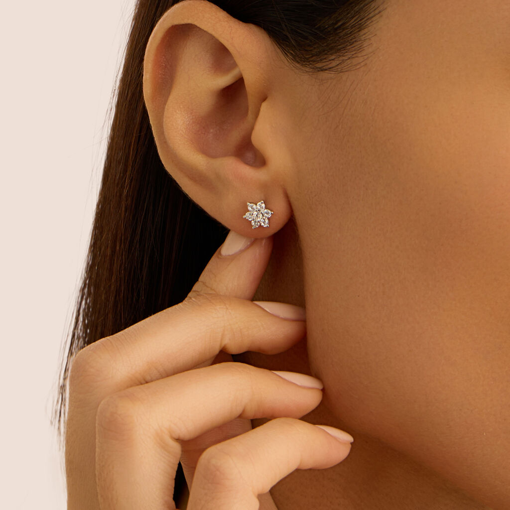 Orecchini Lobo Silver Elegance Argento Rodiato Cubic Zirconia