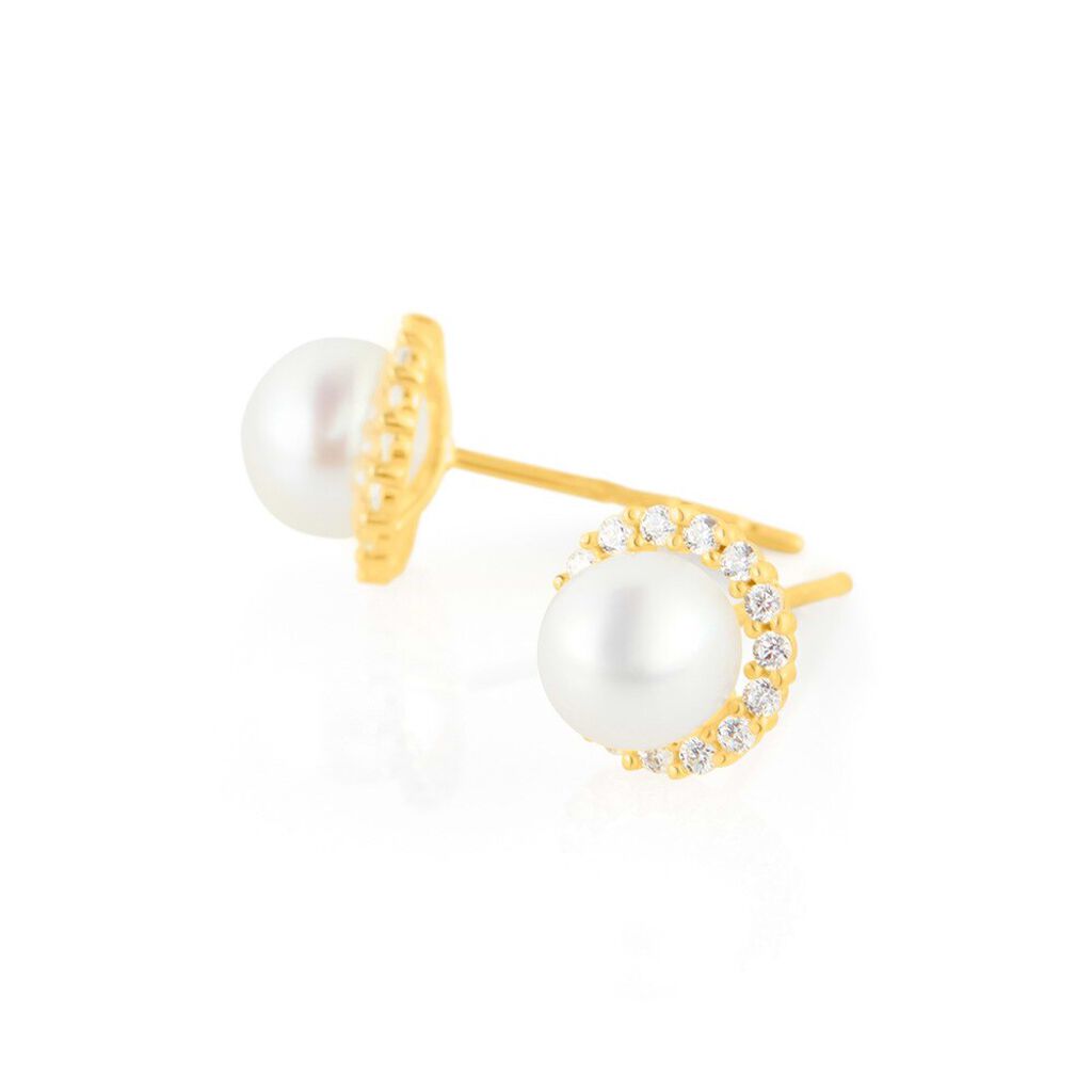 Orecchini Lobo Bon Ton Oro Giallo Perla D'Acqua Dolce Cubic Zirconia - Orecchini a Lobo Donna | Stroili