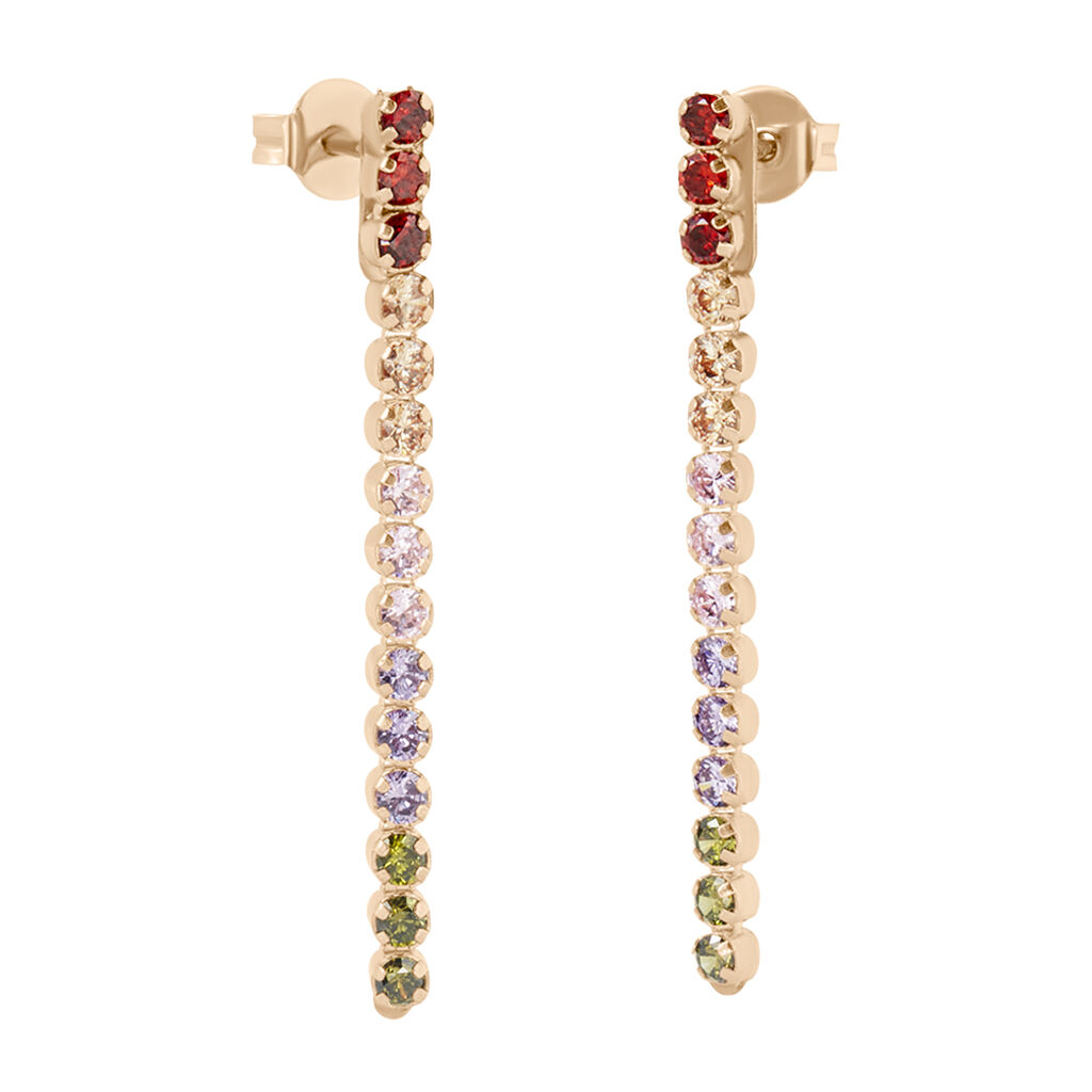 Orecchini Pendenti Tennis Silver Rainbow Argento Rosa Cubic Zirconia - Orecchini Pendenti Donna | Stroili