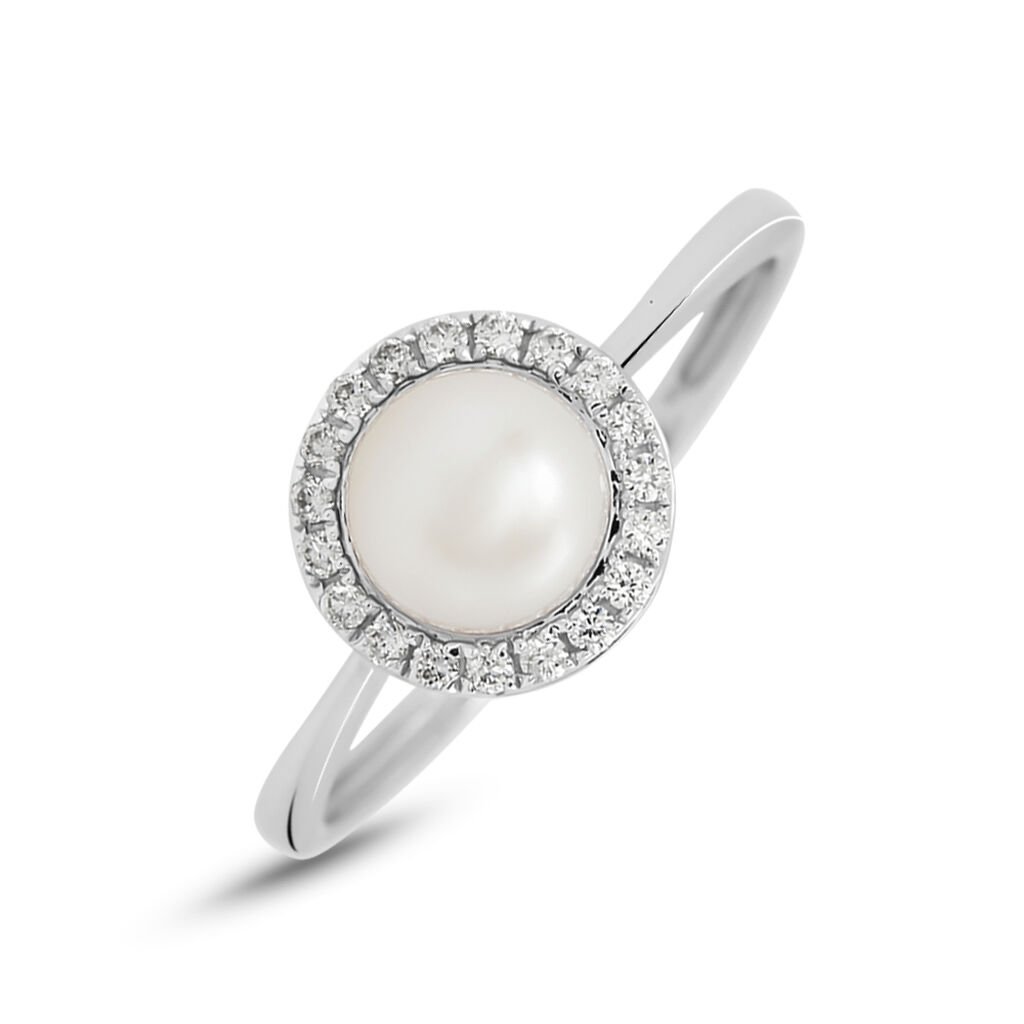 Anello Solitario Gabrielle Precious Oro Bianco Perla D'Acqua Dolce Diamante