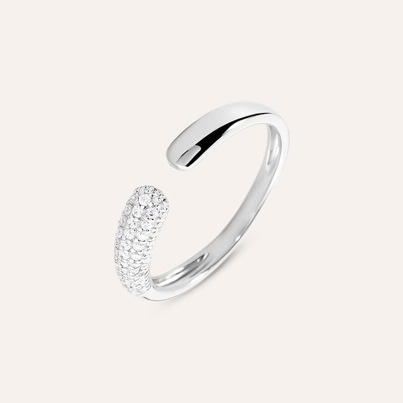 Anello Contrarie Claire Oro Bianco Cubic Zirconia - Anelli con Pietre Donna | Stroili