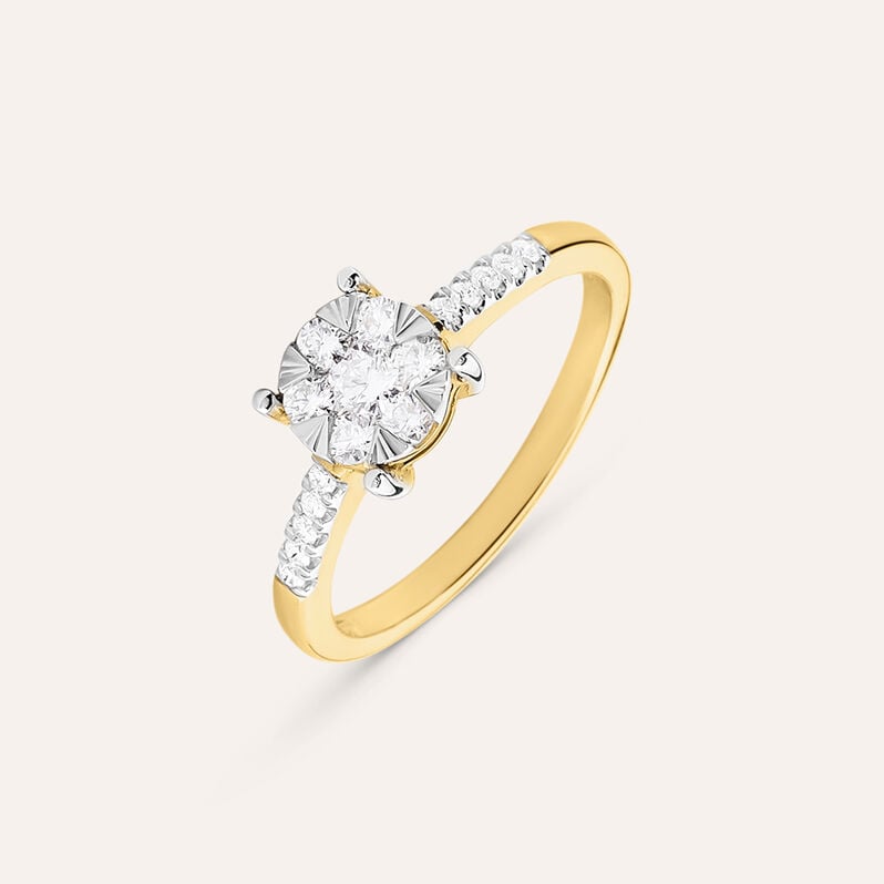 Anello Solitario Petali Oro Giallo Diamante - Anelli con Pietre Donna | Stroili