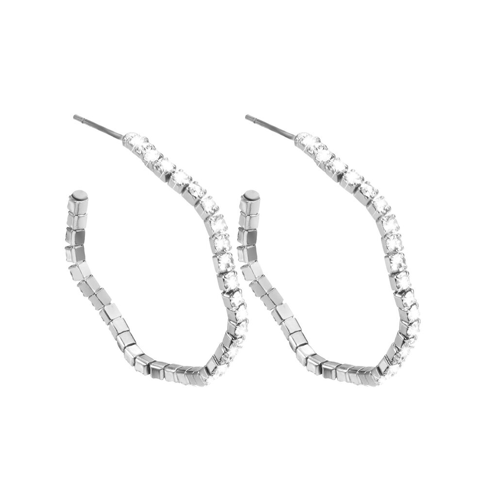 Orecchini in metallo rodiato e cristalli