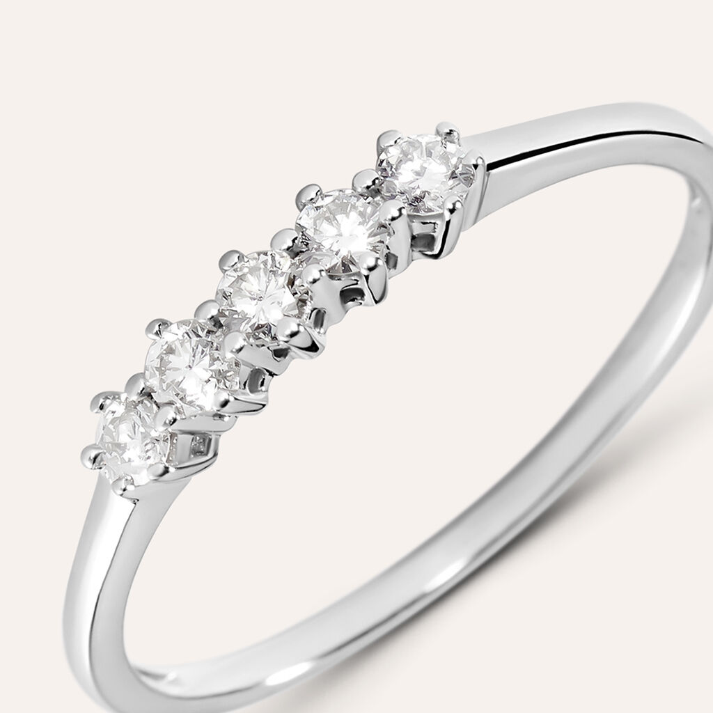 Anello Riviere Grace Oro Bianco Diamante