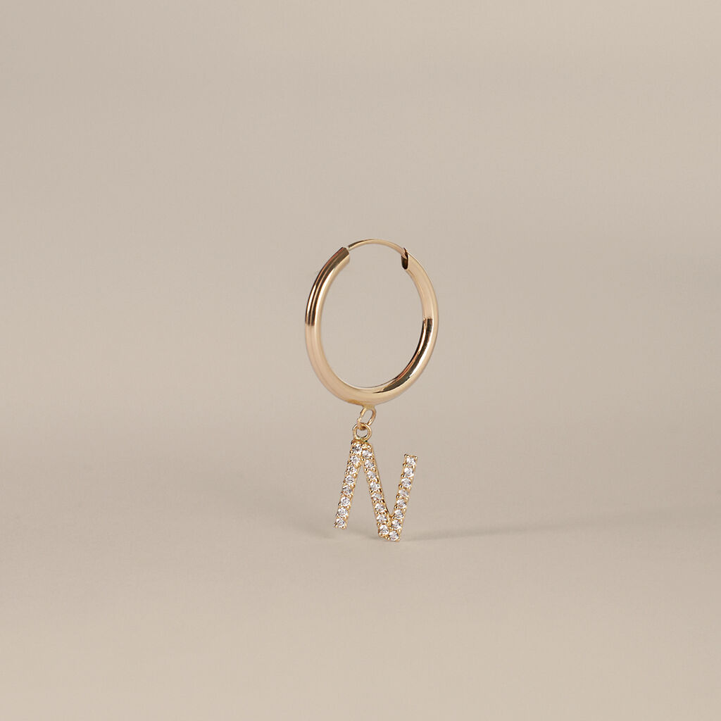 Mono Orecchino A Cerchio Toujours Oro Giallo Cubic Zirconia