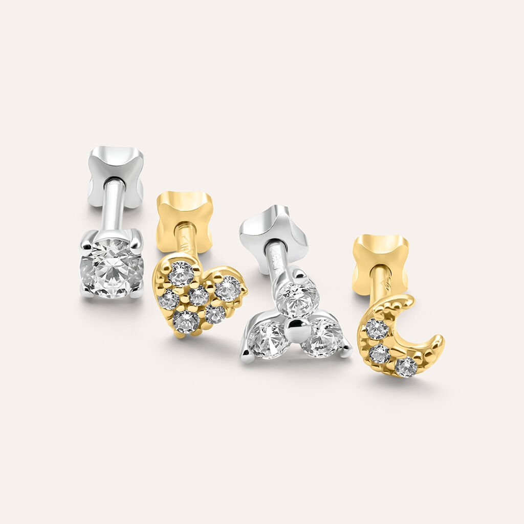 Piercing Orecchio Tragus Helix Conch Bon Ton Oro Bianco Cubic Zirconia - Piercing Orecchio Donna | Stroili