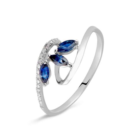 Anello Fantasia Charlotte Oro Bianco Zaffiro Diamante - Anelli con Pietre Donna | Stroili