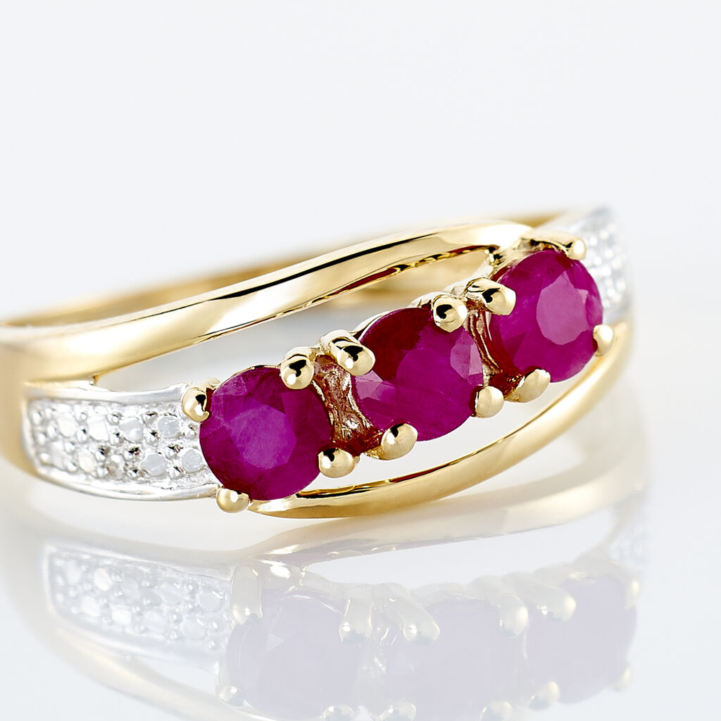 Anello Trilogy Charlotte Oro Giallo Rubino Diamante
