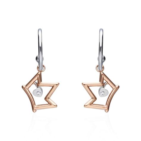 Orecchini a cerchio Lady Chic Acciaio Bicolore Corona e Cristalli - Orecchini a Cerchio Donna | Stroili