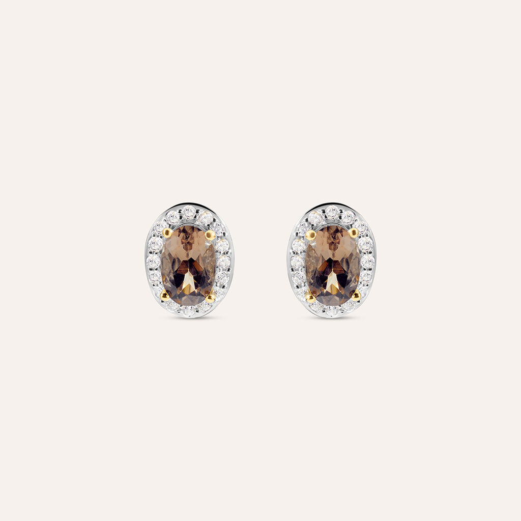 Orecchini Lobo Am&eacute;lie Oro Giallo Quarzo Cubic Zirconia