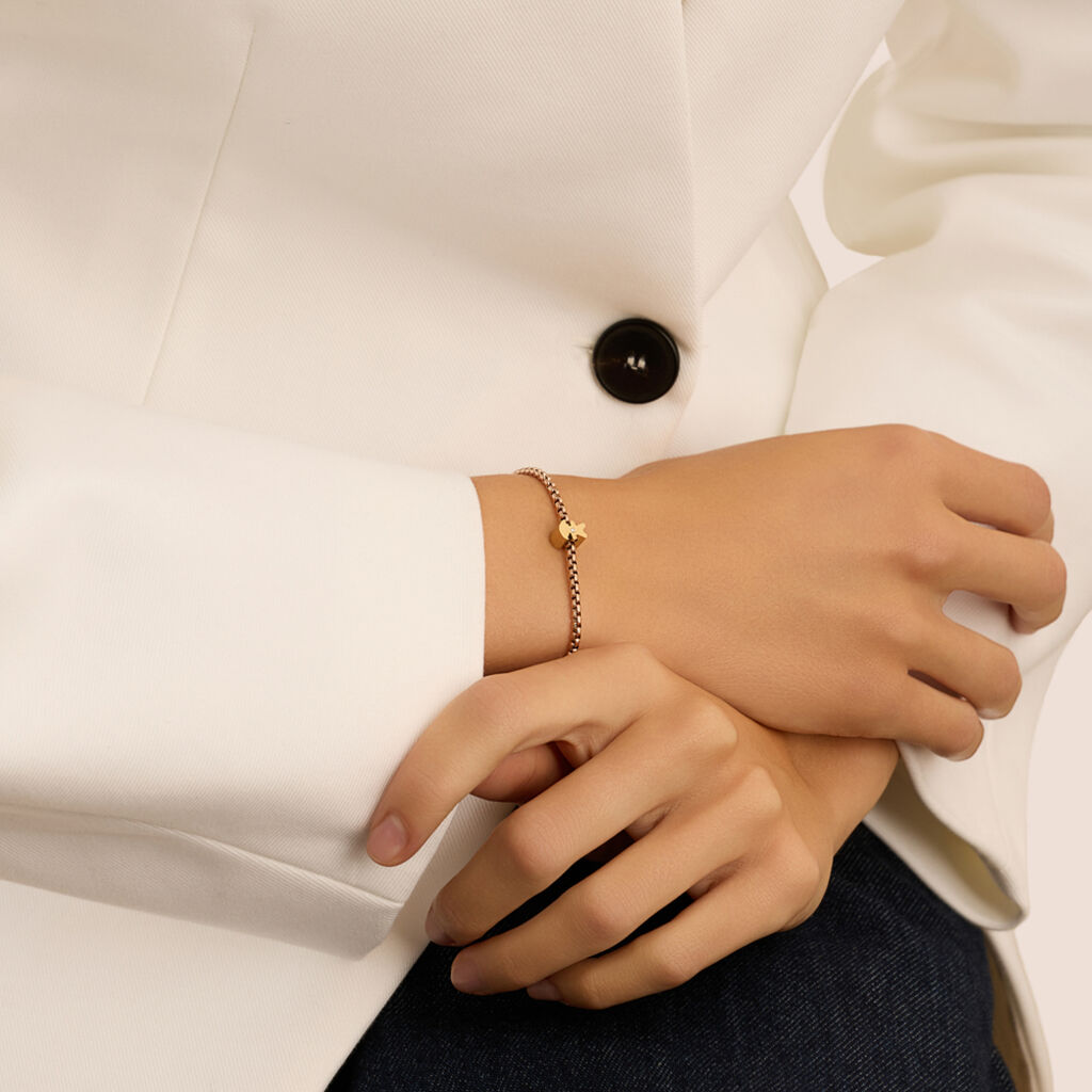 Bead Essential Code Acciaio Dorato Cristallo