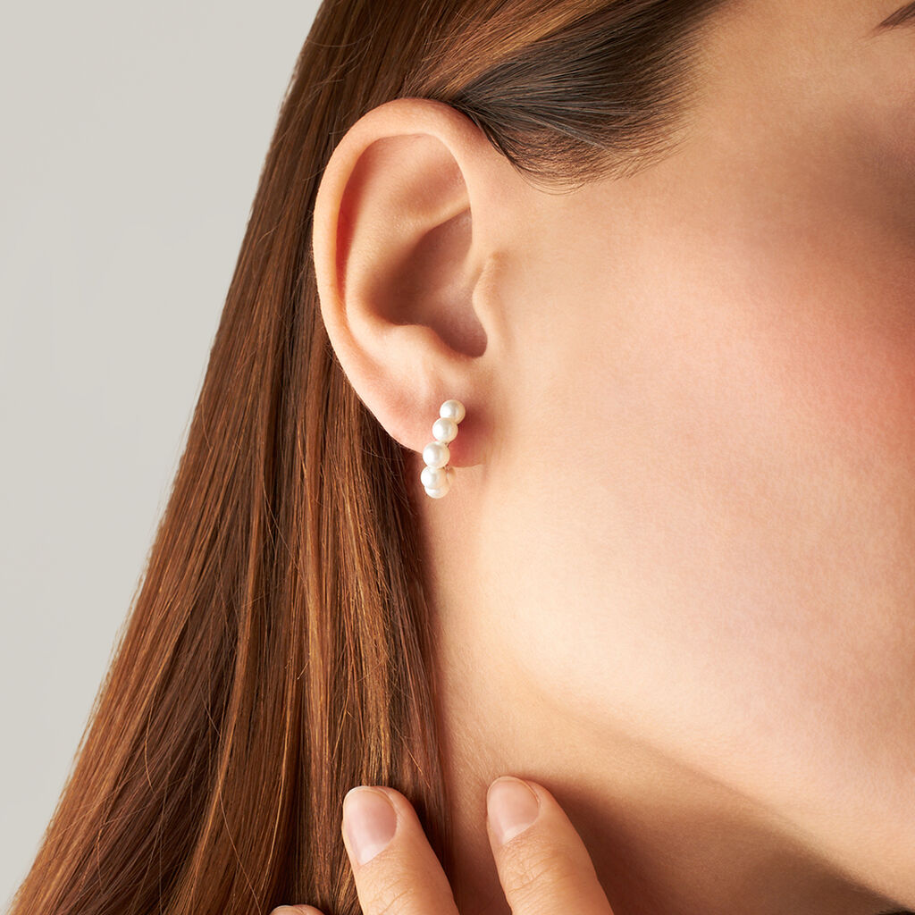 Orecchini A Cerchio Silver Pearls Argento Bianco Perla sintetica - Orecchini a Cerchio Donna | Stroili