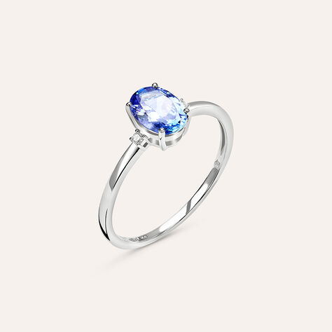 Anello Solitario Jasmine Oro Bianco Tanzanite Diamante - Anelli con Pietre Donna | Stroili