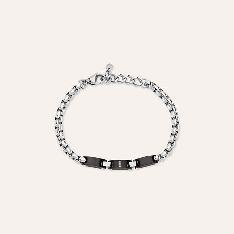 Bracciale Man Code Acciaio Bicolore Bianco / Nero Cubic Zirconia - Bracciali Uomo | Stroili