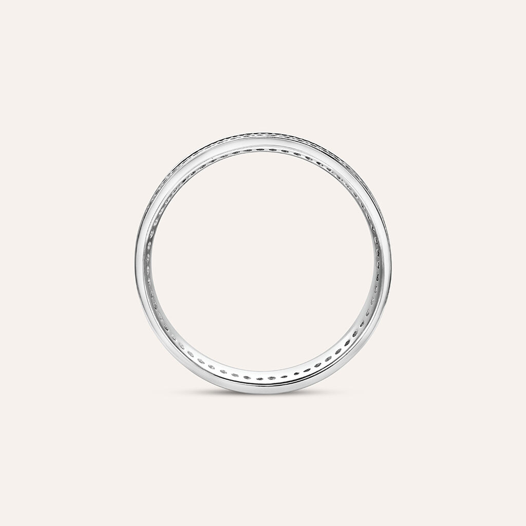 Anello Fascia Gentleman Argento Bicolore Bianco / Nero Cubic Zirconia - Anelli con Pietre Uomo | Stroili