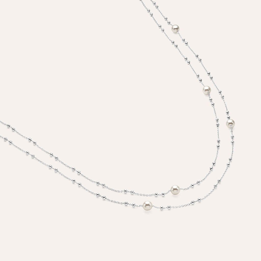 Collana Silver Pearls Argento Rodiato Perla sintentica