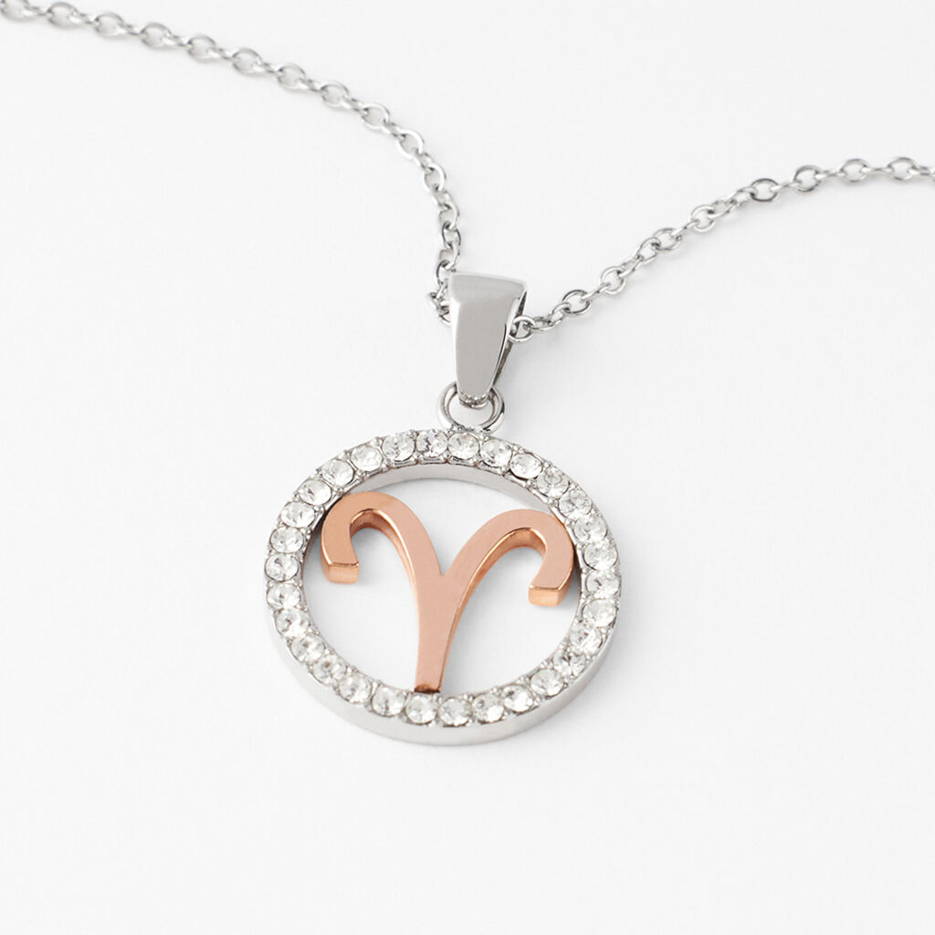 Collana Sunrise Acciaio Bicolore Bianco / Rosa Cubic Zirconia