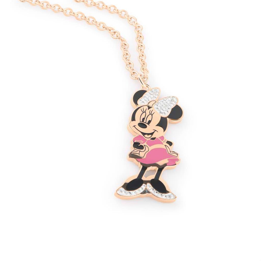 Collana Mickey Mouse & Friends Acciaio Rosa Cristallo