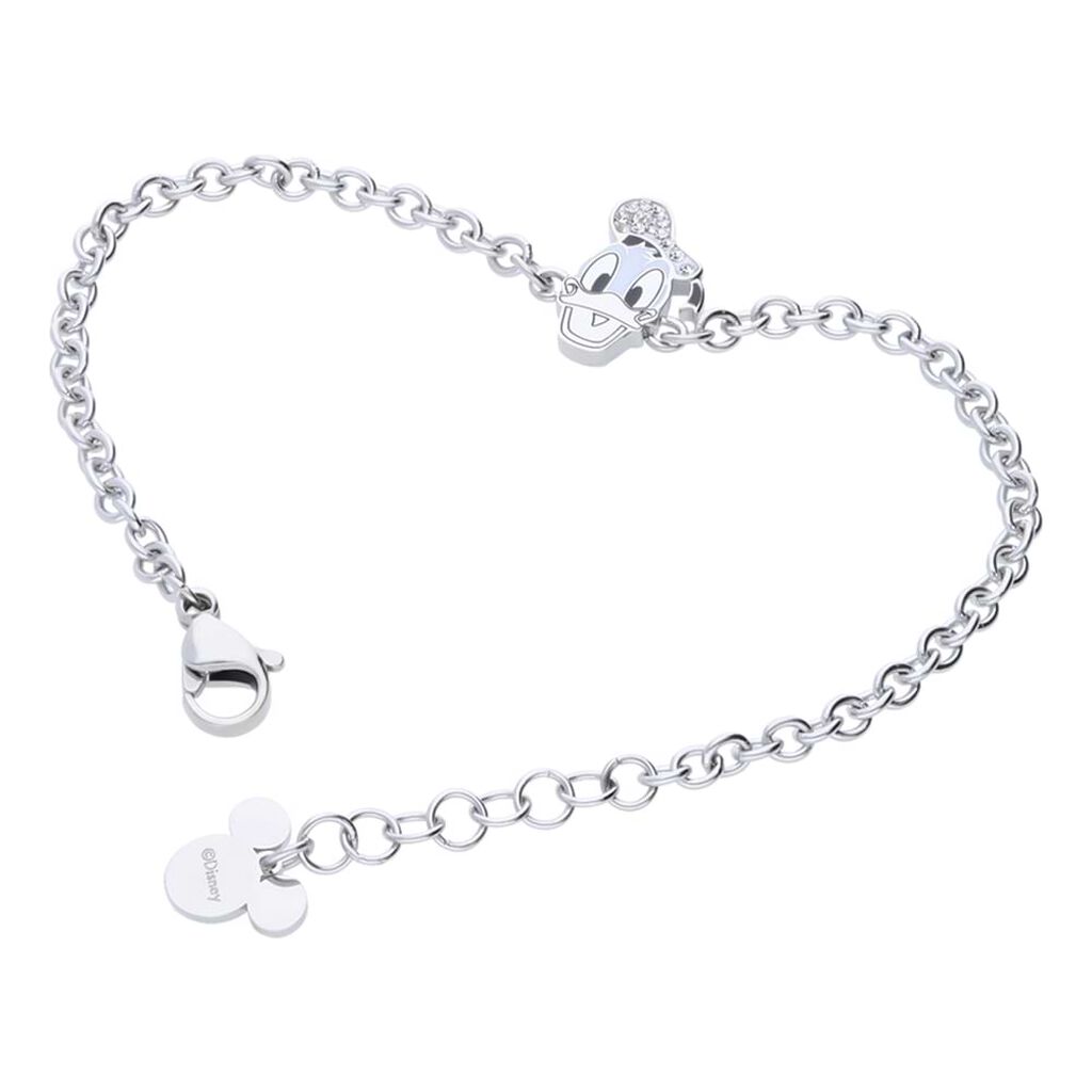 Bracciale in acciaio con Paperino e strass