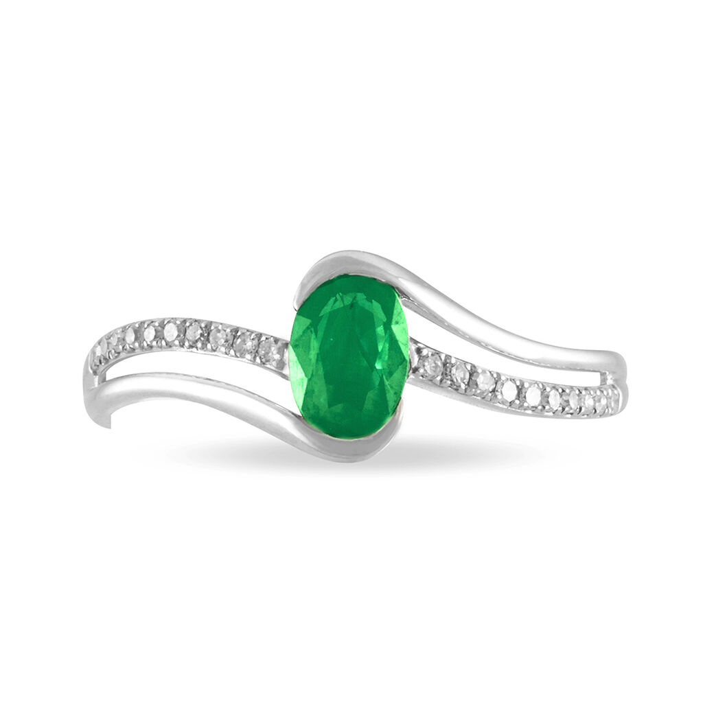 Anello Charlotte Oro Bianco Smeraldo Diamante - Anelli con Pietre Donna | Stroili