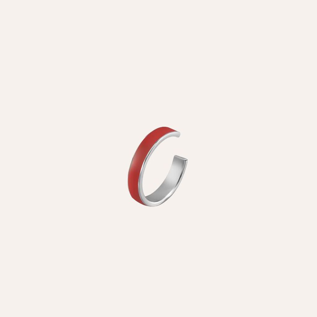 Anello in acciaio con smalto rosso