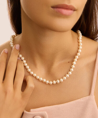 Collana Gold Pearls Oro Bianco Perla D'Acqua Dolce Diamante