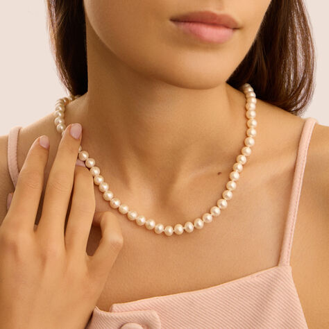 Collana Gold Pearls Oro Bianco Perla D'Acqua Dolce Diamante - Collane Donna | Stroili