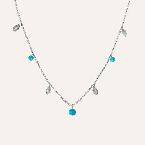 Collana Acciaio Cristallo Azzurro 40+5cm  - Collane Donna | Stroili