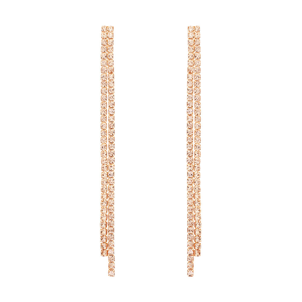 Orecchini Pendenti Tennis Romantic Shine Metallo Rosa Cristallo - Orecchini Pendenti Donna | Stroili