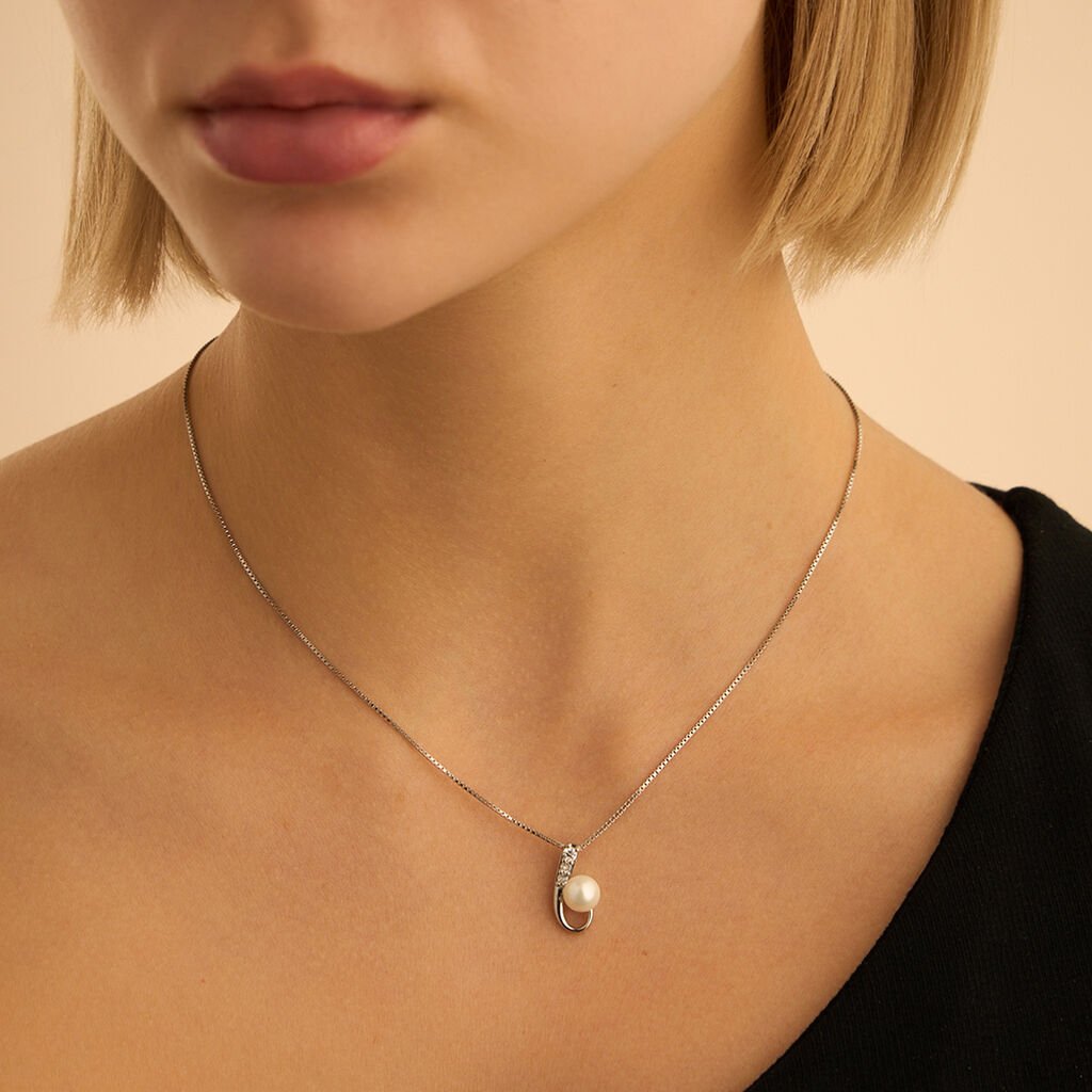 Collana Silver Pearls Argento Rodiato Perla sintentica Cubic Zirconia - Gioielli Donna | Stroili