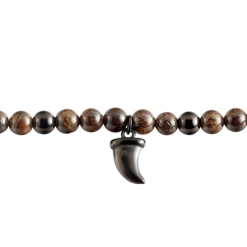 Bracciale elastico con cornino portafortuna in pietre e acciaio