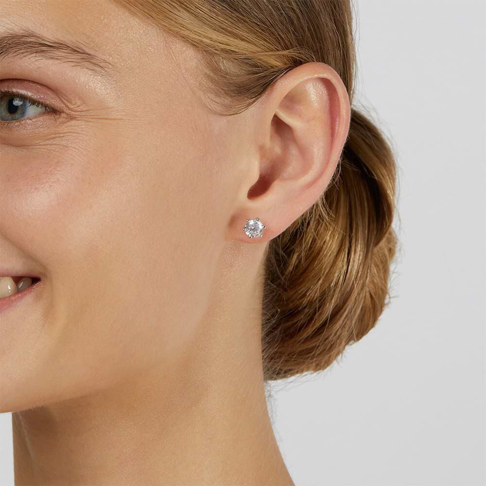 Orecchini Lobo Punto Luce Claire Oro Bianco Cubic Zirconia