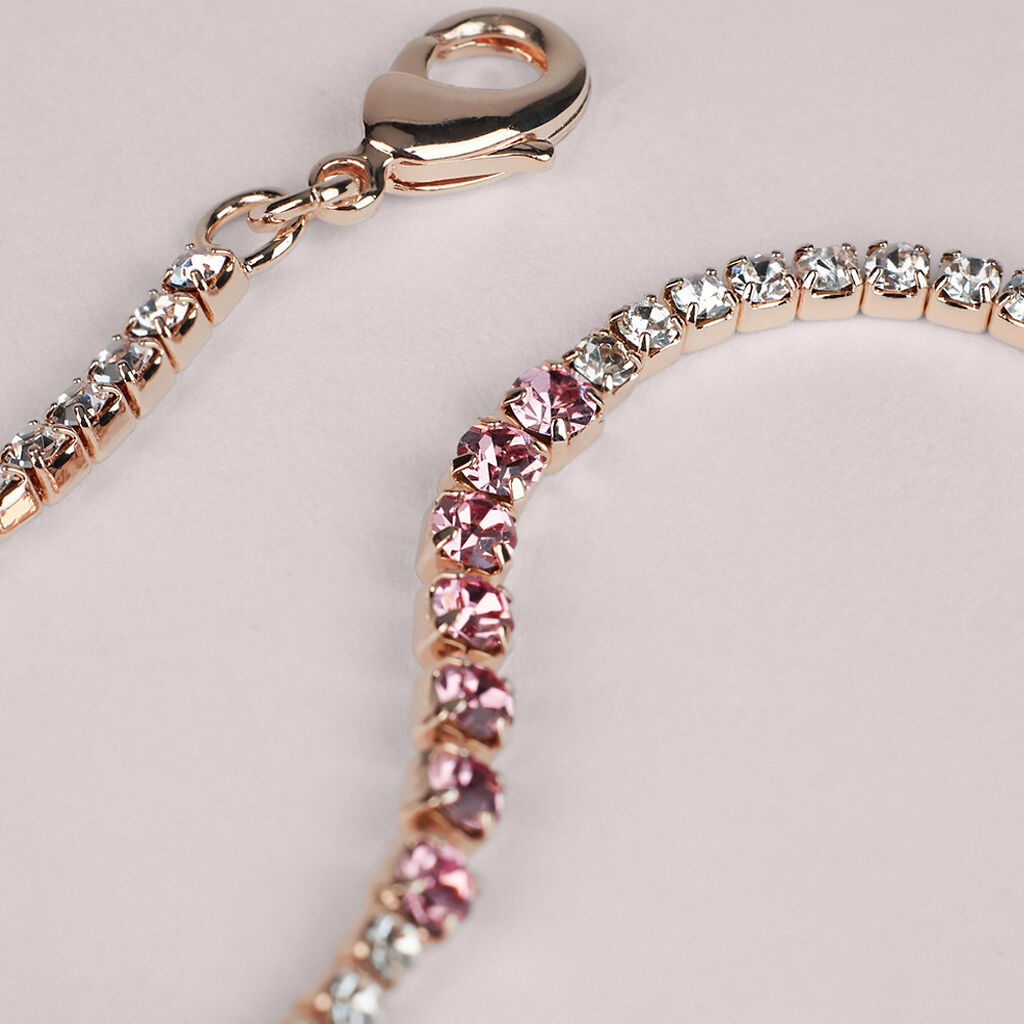 Bracciale Tennis Romantic Shine Metallo Rosa Cristallo - Bracciali Tennis Donna | Stroili