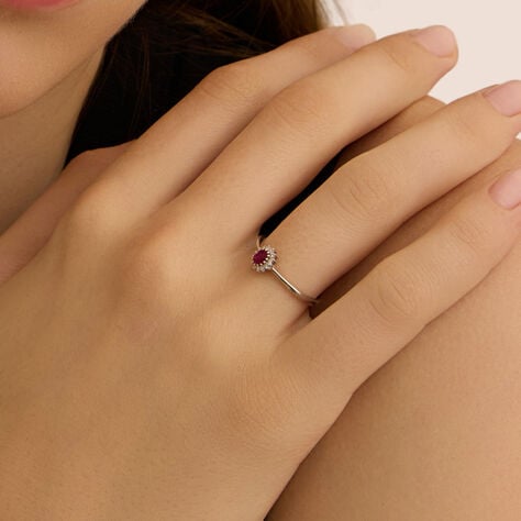 Anello Solitario Kate Charlotte Oro Bianco Rubino Diamante - Anelli con Pietre Donna | Stroili