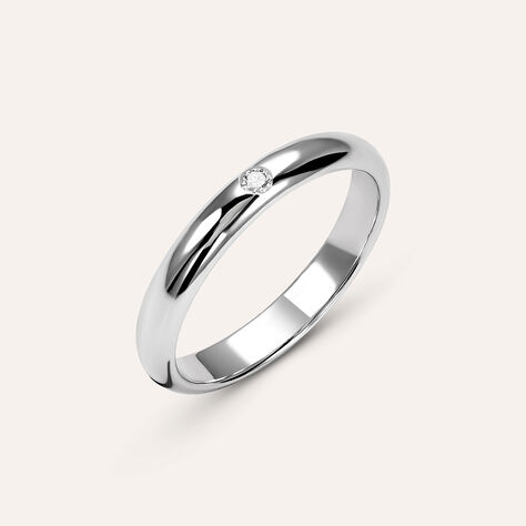 Fede Classica Leggera 3.2 mm Oro Bianco Diamante - Anelli con Incisione Unisex | Stroili