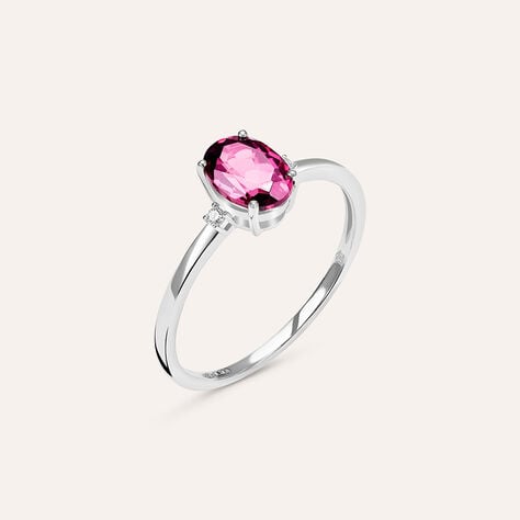 Anello Solitario Jasmine Oro Bianco Rodolite Diamante - Anelli con Pietre Donna | Stroili
